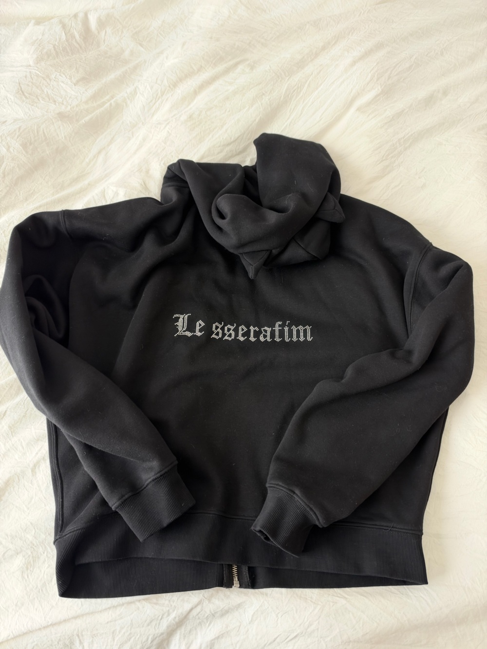 Le Sserafim x Guizio Shiba Bedazzle Zip Up in black size S